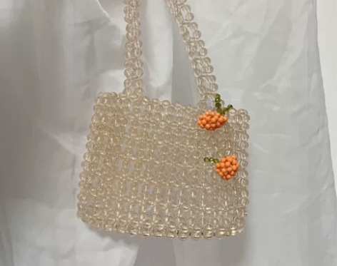 复古橘子汽水草莓串珠包 透明水晶少女亚克力...