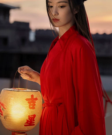 魏晋汉服 汉服魏晋红色风武侠古装女中国风帅...