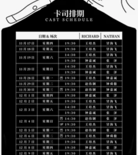 出 音乐剧危险游戏 12.4晚 王冒百场 ...