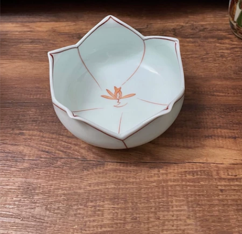 日本回流瓷器全新全品名家手绘赤绘花朵清新淡...