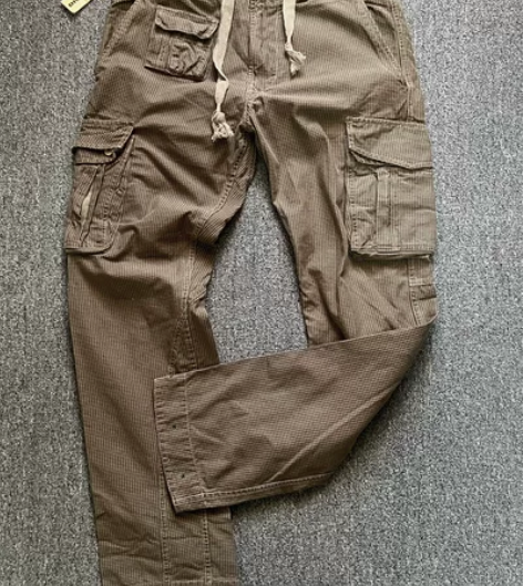 Diesel 卡其棕格子工装休闲裤，32码...