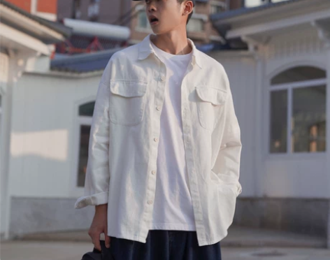 2020新款牛仔衬衫男士潮牌宽松日系潮流口...