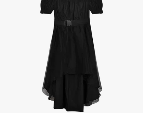 赫本风方领短裙夏季2020年新款大摆小黑裙...