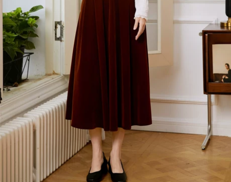 半身裙2022新款女秋冬高腰A字中长款裙子...