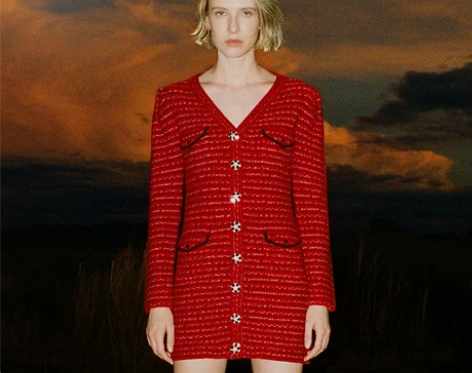 self-portrait 秋冬红色修身