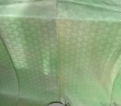 浅春绿晕染花叶色无地和服真丝蚕丝面料中古回...