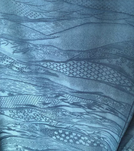 kiya喜屋深蓝海波色无地 材质：正绢哑光...