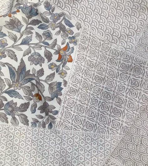 白色切嵌唐草花小纹和服真丝蚕丝面料中古回流...