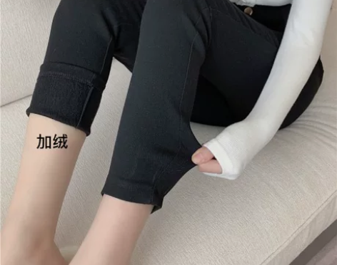 网红爆款加绒加厚弹力裤子女2022年冬季新...