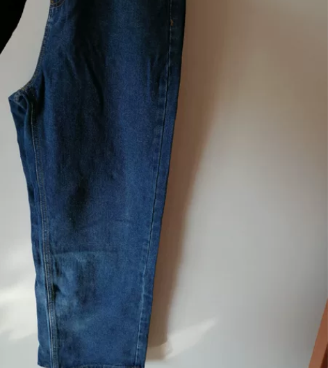 直筒阔腿牛仔裤,深蓝色,买来未洗过未穿过,...