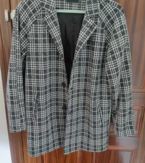 千鸟格男士复古小西装，风格不符没怎么穿过！...