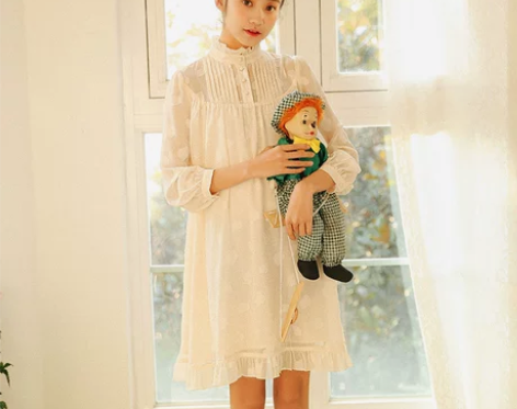 2017爱爱丸原创设计夏装宽松甜美蕾丝裙中...