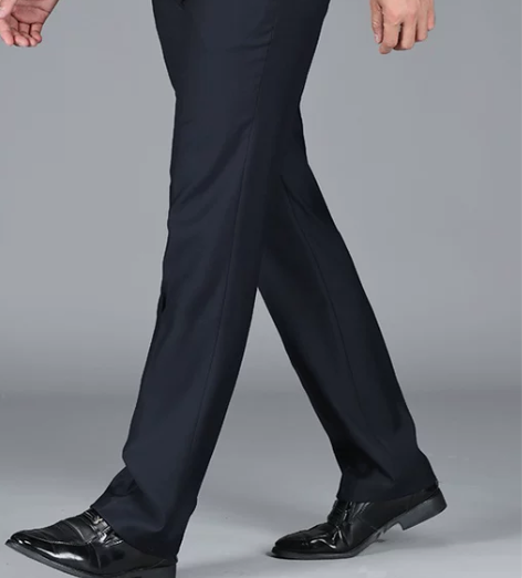 裤子男修身 裤子男裤西裤男藏青宽松直筒商务...