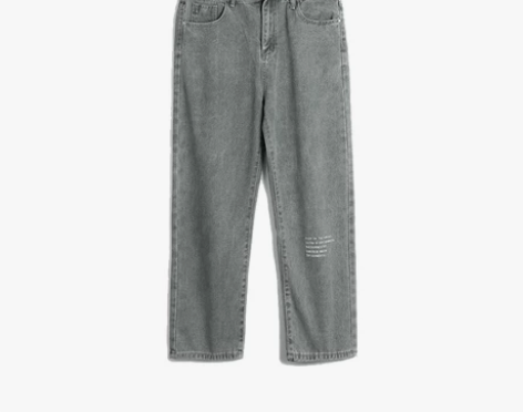 @港仔文艺男 秋冬季潮牌阔腿牛仔裤男士韩版...