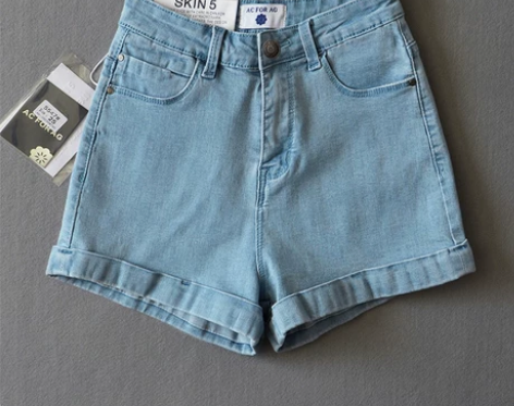 春夏欧美包臀高腰显瘦牛仔短裤女大码弹力宽松...