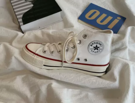 白色高帮帆布鞋女2022春秋新款原宿复古u...