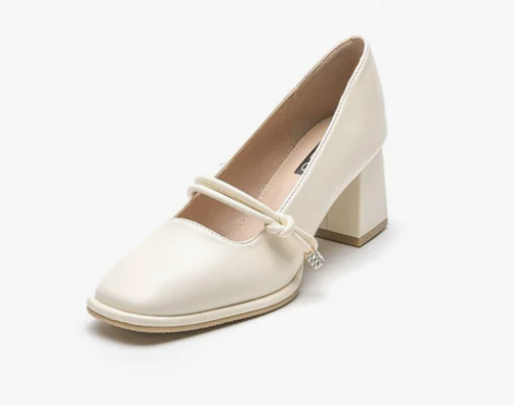 粗跟玛丽珍鞋女网红春秋新款仙女风软皮中跟高...