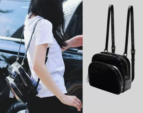 Nieeh双肩包JENNIE同款包包女黑色...