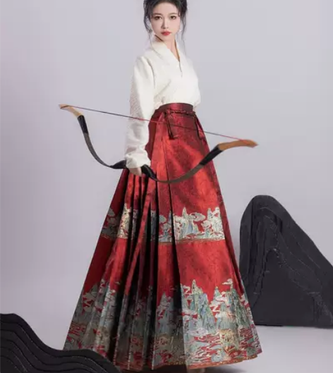 收五五年原创明制汉服[千里江山]改良飞机袖...