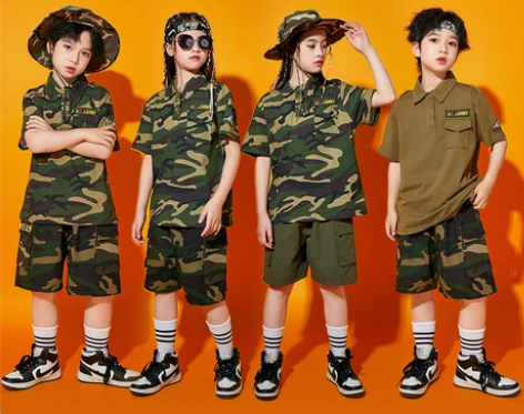 儿童迷彩服套装男童女童特种兵军训运动会衣服...