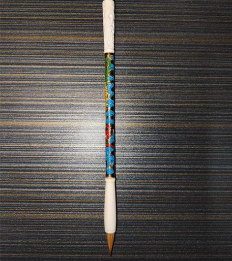 纯狼毫毛笔，笔杆主体为景泰蓝工艺，景泰蓝凤...