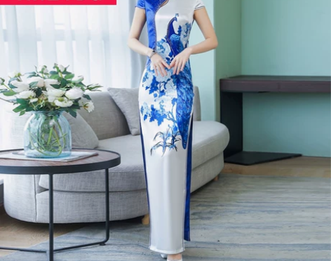 旗袍年轻款少女春夏中国风改良版旗袍裙晚礼服...