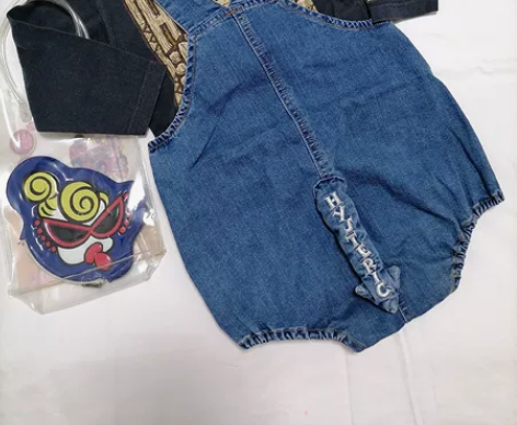 非正黑超银标刺绣尾巴背带软牛仔裤田鸡裤～非...