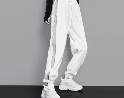 vpe新款运动裤女士束脚宽松白色休闲裤潮牌...