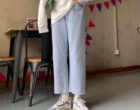 夏季2022流行裤子高腰牛仔裤女ins网红...