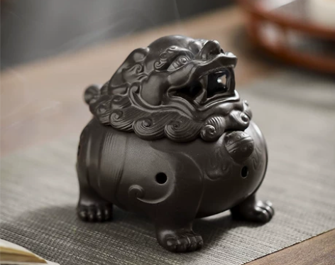 替朋友出 黑陶狻猊献瑞盘香炉沉檀香道器家居...