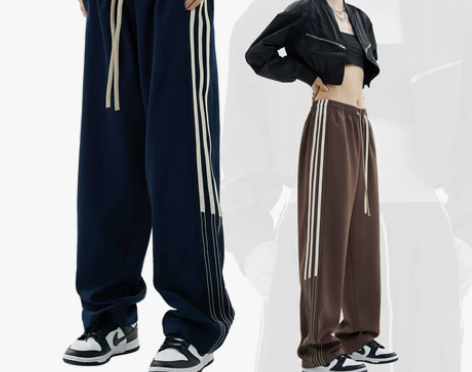 HUFFNPUFF美式复古秋冬侧边三条杠跑...