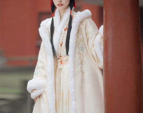 燕歌语兮原创汉服女花语宋制对襟加绒加厚连帽...