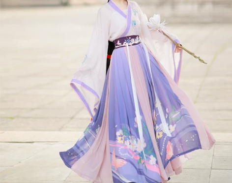 蝉佩紫韵原创汉服女装魏晋风交领齐腰襦裙刺绣...