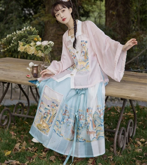 七月夕 灵鹿 明制原创双面重工绣花方领补服...