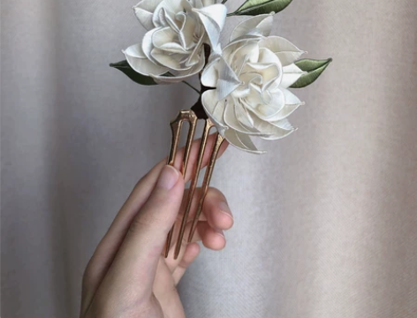 【并蒂栀子】栀子缠花发钗海王钗手工制作 温...