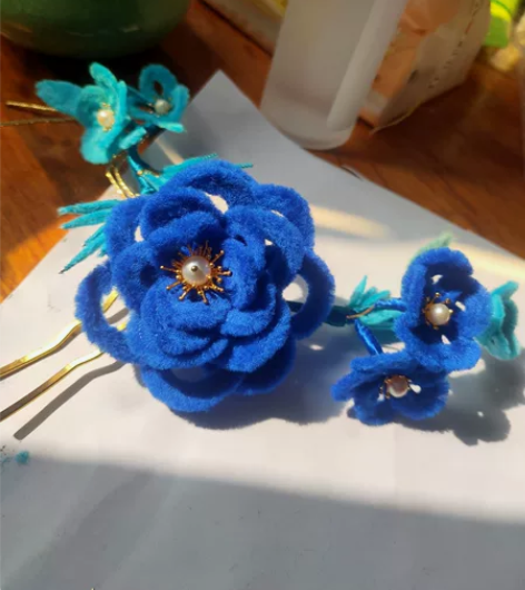 仿故宫绒花发钗，92非偏远包邮 限时降价到...