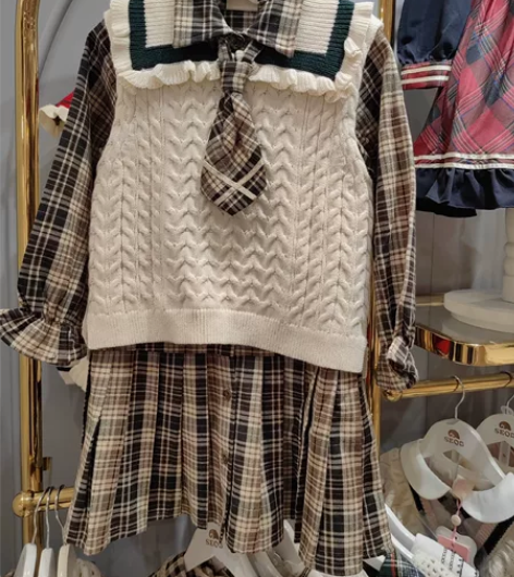 5折 SEQB小象q比学院风咖啡格裙子芭莎...