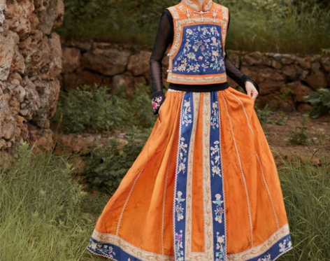 民族风裙 民族风长裙花制作 初澜 原创重工...