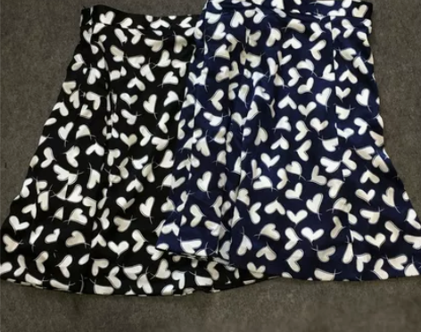 夏季不规则桃心印花真丝半身裙六片裙桑蚕丝及...