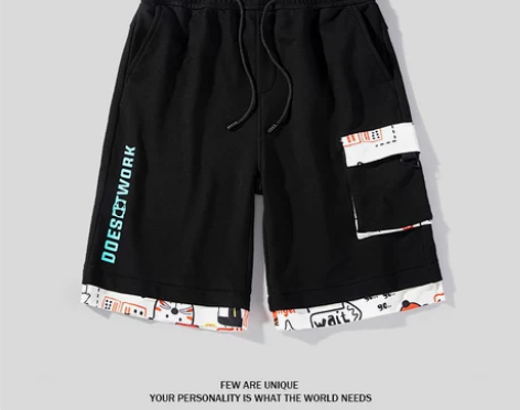 稻草人短裤男士夏季潮牌ins薄款直筒裤子宽...