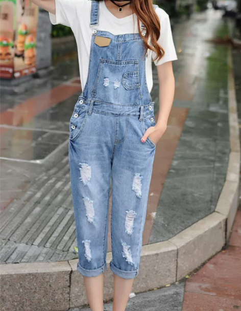 背带牛仔裤 背带牛仔裤夏季定制减龄女ins...