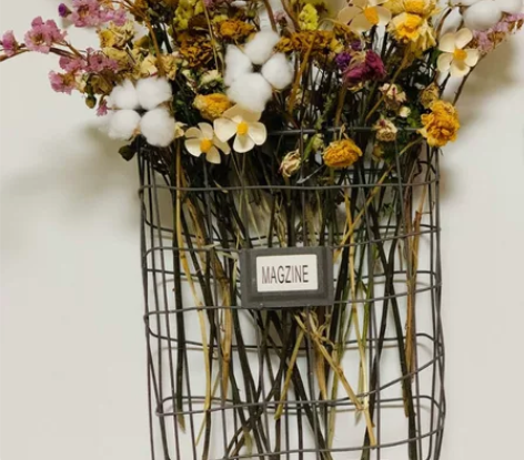 外贸出口复古铁艺壁挂蓝，报纸收纳篮，干花桶...