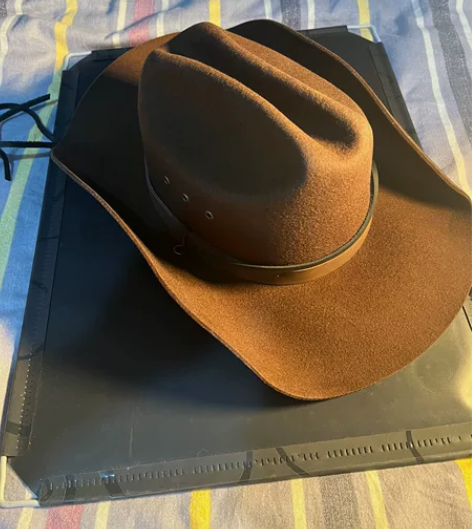 很漂亮的西部牛仔帽,是羊毛大檐礼帽,试过一...