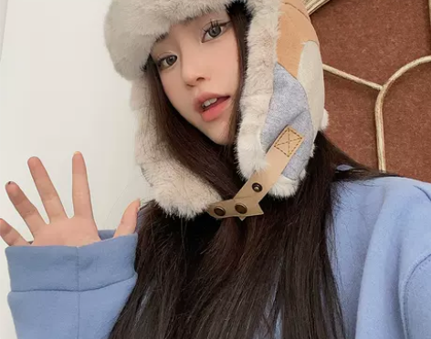 拼色时尚雷锋帽女冬季防风寒户外护耳帽男款骑...