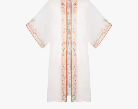 七月夕 冰橙 宋制吊带飞机袖短衫绣花长衫齐...