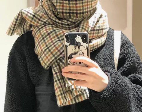 【包邮】围巾格子秋冬季韩版氛围感围巾，品质...