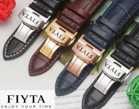 飞亚达手表带真皮牛皮Fiyta表带四叶草摄...