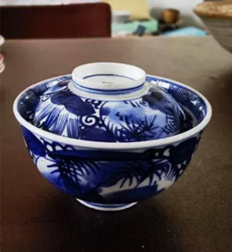 日本进口瓷器老青花盖碗，全新全品，懂老货的...