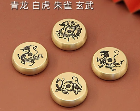 维班四大神兽黄铜圆形镇纸书法国画文创用品纸...