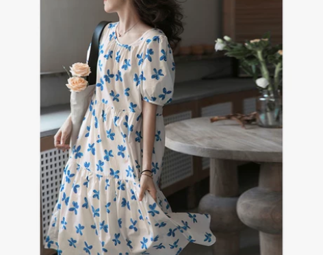 2021年新款长裙法式初恋甜美设计感小众泡...